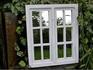 Annibells Large White Window Wood French Distressed Rustic Rectangle Wall Mirror Garden 2
