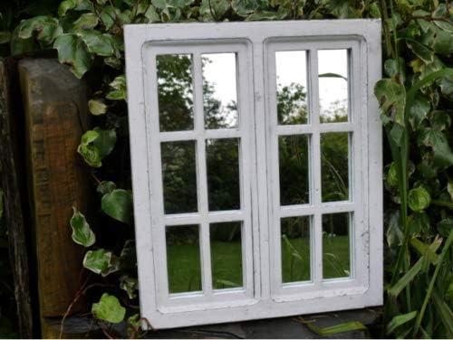 Annibells Large White Window Wood French Distressed Rustic Rectangle Wall Mirror Garden 2