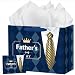 Abilat Large Fathers Day Gift Bag with Tissue Paper and Greeting Card Reusable Tie & Suit Design Gift Wrapping Bag for Dad Husband Grandpa Father's Day Themed Party Supplies (Tie)