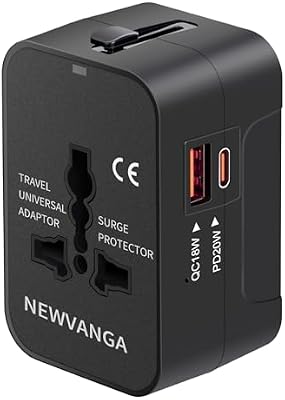 Universal Travel Adapter USB‑C – All‑in‑One Worldwide Plug, Black