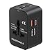 NEWVANGA International Universal All in One Worldwide Travel Adapter Wall Charger AC Power Plug Adapter with Dual USB Charging Ports for USA EU UK AUS European Cell Phone Laptop
