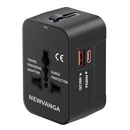 Universal Travel Adapter USB C, All in One Worldwide Plug Adapter, Black