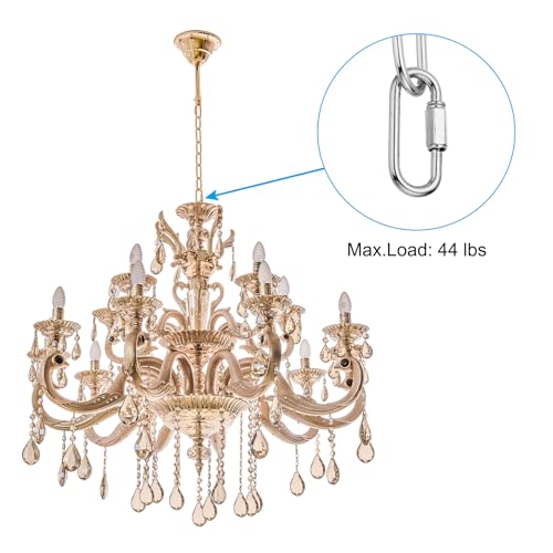 Image of PATIKIL 6ft Lighting Hanging Chain, Metal Looping Chain with Quick Link Screw Lock Connectors for Hanging Plant Pendant Chandelier Light Fixture, Silver Tone