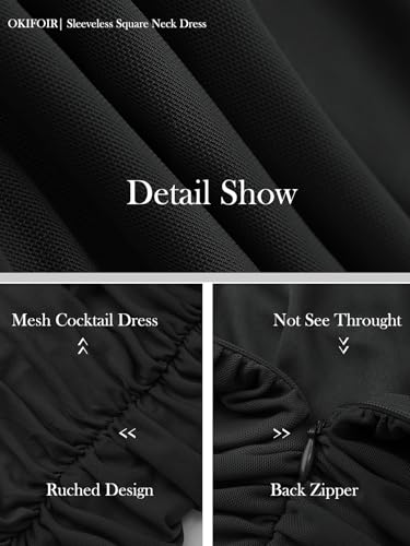 Image of Women's Sexy Midi Cocktail Homecoming Party Dress | Lined, Mesh, Ruffle Hem, Bodycon, Square Neck