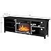 AMERLIFE Fireplace TV Stand, Wood Texture Entertainment Center with 23'' Electric Fireplace, Farmhouse Entertainment Stand Media TV Console for TVs Up to 80'', 70 inches, Black