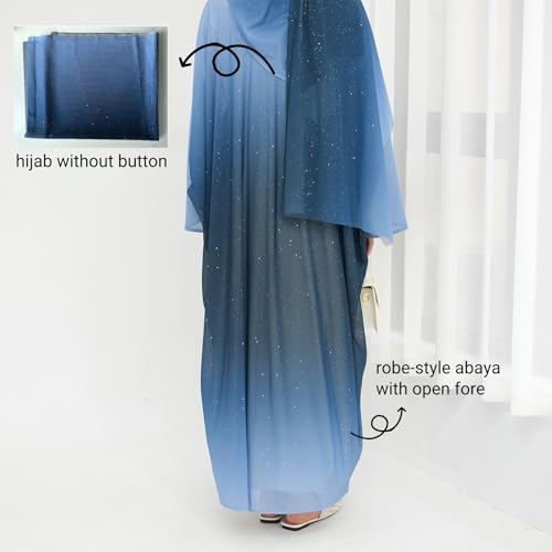 Muslim Abaya for Women Gradient Color Cardigan Islamic Flash Robe Prayer Clothes with Hijab3