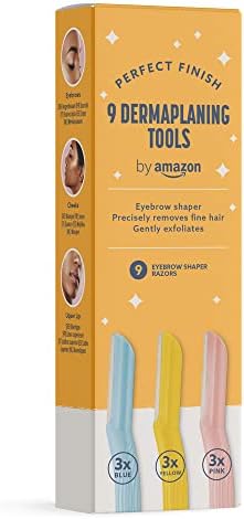 by Amazon - Eyebrow Razor Shaper, Facial Hair Remover and Trimmer, Exfoliating Dermaplaning tool (Pack of 9)