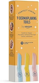 by Amazon - Eyebrow Razor Shaper, Facial Hair Remover and Trimmer, Exfoliating Dermaplaning tool (Pack of 9)