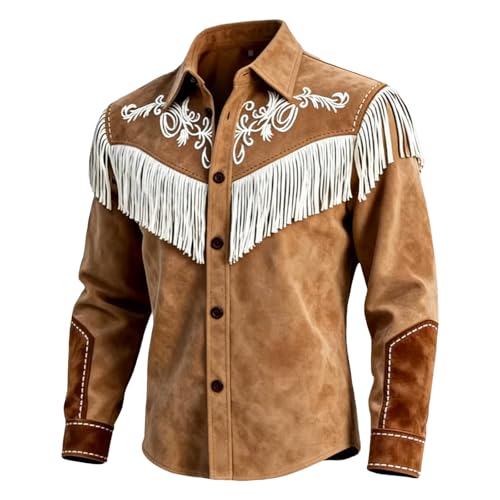 Chemises de cowboy pour homme avec pompons pour festival hippie et fête