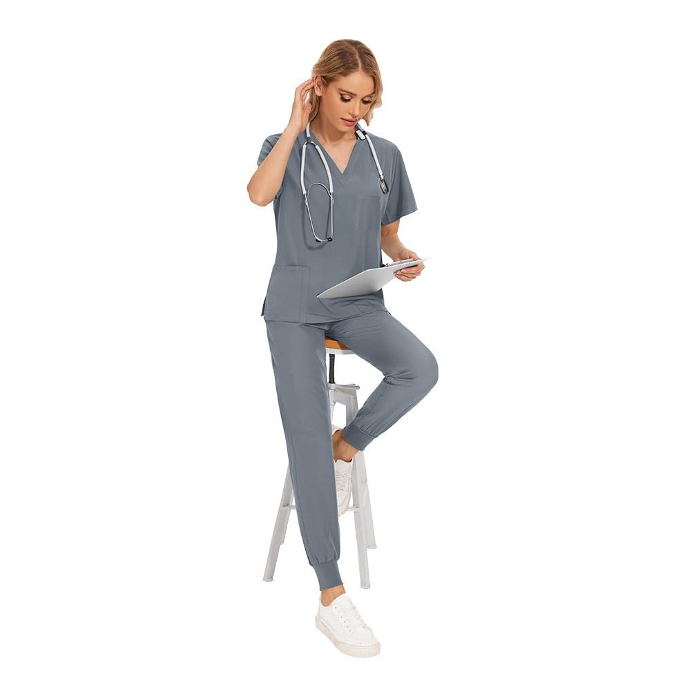 Mundury unisex zestaw medyczny mundur dekolt w serek peeling top i spodnie do joggingu