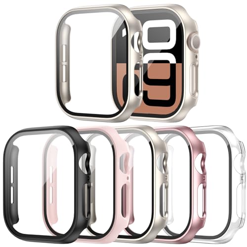 Haojavo 5 Pack for Apple Watch Series 11 Series 10 42mm Screen Protector Case, PC Hard Cover with Tempered Glass Film Ultra-Thin Slim Fit Scratch Resistant Protective Bumper for iWatch S11 S10 42mm