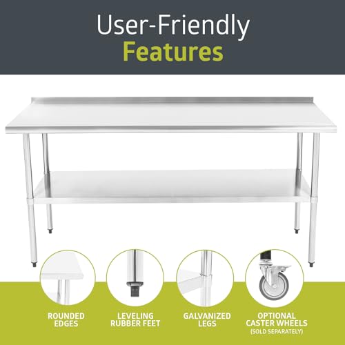 Pearington NSF Certified Stainless Steel Kitchen Prep and Work Table, Commercial Work Table for Restaurant and Home, 72\" x 30\", Stainless Steel - Thumbnail 5