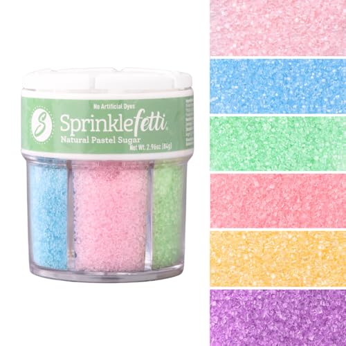Image of Sweets Indeed Dye Free Sugar Sprinkles, Pastel 6 Cell Edible Sprinkle Mix Perfect for Spring Cake Decorations Baking Ice Cream Cookies Cupcake Topper (Pastel Sugar)