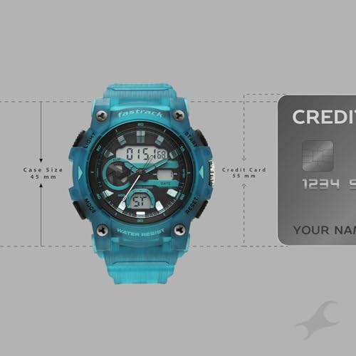 Image of Fastrack StreetStyle 6.0 with Analog Digital Black Dial Translucent Blue Polyether Strap Watch for Men - 38134PP02W