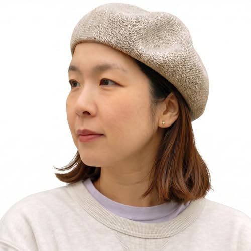 [ベーシクエンチ] 麻素材 大きいサイズ有り Linen Thermo Beret ベレー 軽い 通気性 帽子 シャリ感 レディース メンズ (JP, 数字サイズ, 57.0 cm, 59.0 cm, NATURAL MIX)の商品画像（Amazon）