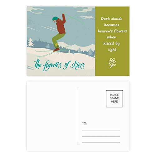 Ski sport d'hiver carte postale poésie : lot de 20 cartes illustrées multicolores DIYthinker
