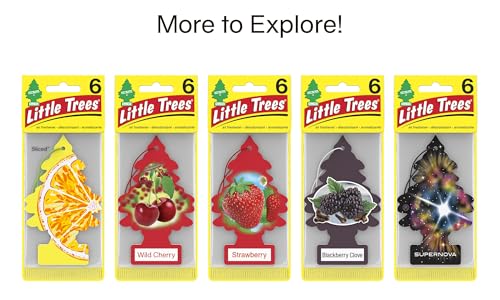 Image of LITTLE TREES Air Fresheners Car Air Freshener. Hanging Tree Provides Long Lasting Scent for Auto or Home. Dragon Fruit, 24 Air Fresheners (Pack of 6)