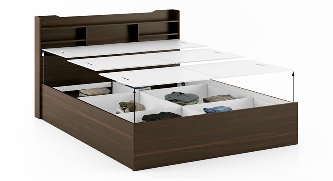 Royal Interiors Engineered Wooden King Size Bed with Box Storage | Hydraulic and Headboard Storage for Bedroom Furniture | Palang for Living Room | Double Bed Cot with Box Storage Without Mattress