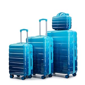 Qsmile Qsmile Koffer Set Hartschalenkoffer Blau 4er Set, HandgepäckskofferCarry-Ons 20Zoll, PC-Hartschale Reisekoffer 14/24/28Zoll, kratzfester wasserdichter Koffer für Business & Urlaub Qsmile Qsmile Koffer Set Hartschalenkoffer Blau 4er Set, HandgepäckskofferCarry-Ons 20Zoll, PC-Hartschale Reisekoffer 14/24/28Zoll, kratzfester wasserdichter Koffer für Business & Urlaub
