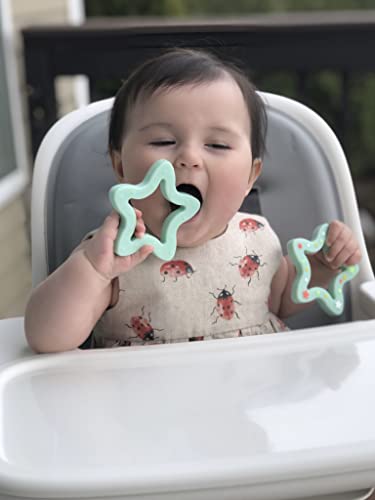 Image of Jimibaby Silicone Star Teether, The First Teething Toy for Baby Boys and Girls,100% BPA Free, Easy to Hold, Freezer Safe (Mint Star)