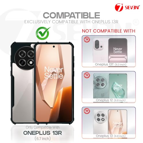 Image of 7SEVEN Compatible with OnePlus 13R 5G Ipacky Back Cover Shock Proof Design with Camera Edges Protection and Crystal Clear Phone Case with Precise Cutouts Matte Black Soft Bumper Cover