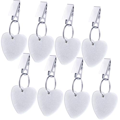 Eeoyu 8 Pieces Tablecloth Weights Hangers Heart Shape Stone Table Cloth Weights with Stainless Steel Clips White Heart Stone Tablecloth Weights Clips