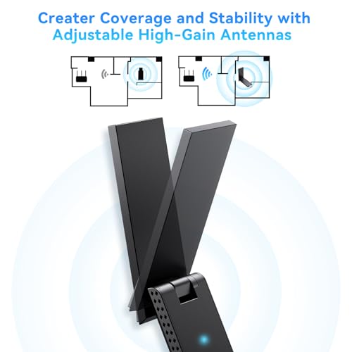 AX1800 USB WiFi Adapter for PC, Wireless Network Adapter for Desktop with 2.4G/5G, WiFi Dongle, USB 3.0, Supports Windows 11/10, AX1800Mbps, Plug and Play, with Driver, Maxuni