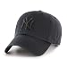 '47 New York Yankees Strapback Brand Clean Up Adjustable Cap Hat (Black on Black)