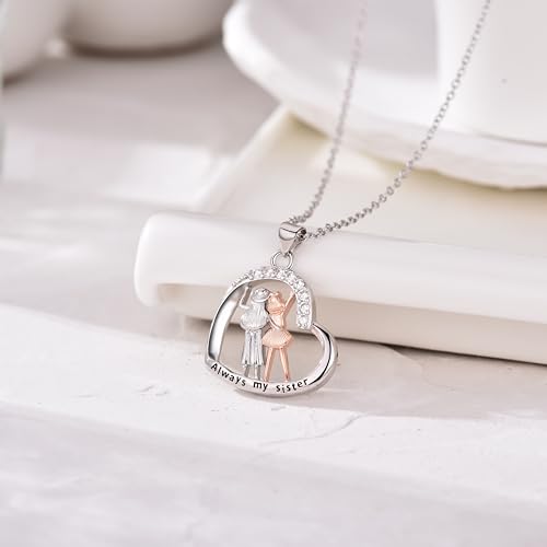 Sister Necklace Gifts from Sisters, Two Sisters Necklace 2 Sister Necklace Birthday Gifts Jewelry for Sister4