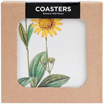 Botanical Wild Flowers Coasters – Set of 4 Original Hard Coasters – Set of Coasters Heat and Scratch Resistant – Coasters Flowers – Kokonote Accessories, SET4P01