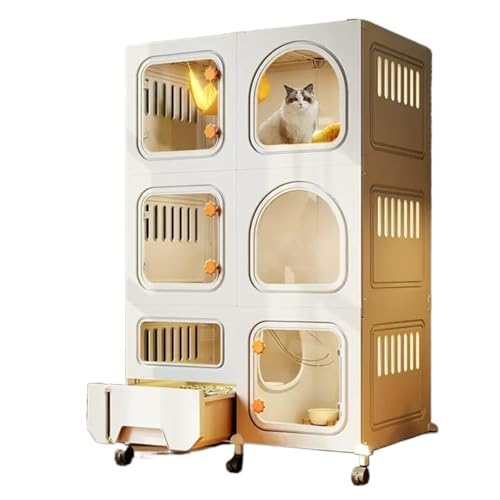 大型2/3段キャットプレイペン、DIYケージエンクロージャーとトイレボックス、折りたたみ式、取り外し可能なエンクロージャー - 大型猫の運動場所(White,28x18x43"/71x46x110cm)