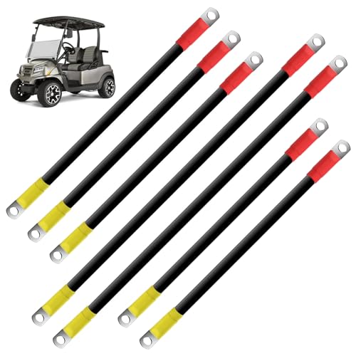 Tevacohn 7PCS Golf Cart Battery Cables for EZGO TXT 1994-Up 36V/48V Heavy-Duty 4 Gauge Pure Copper Wires with Dust Cap Golf Cart Power Cable Kit