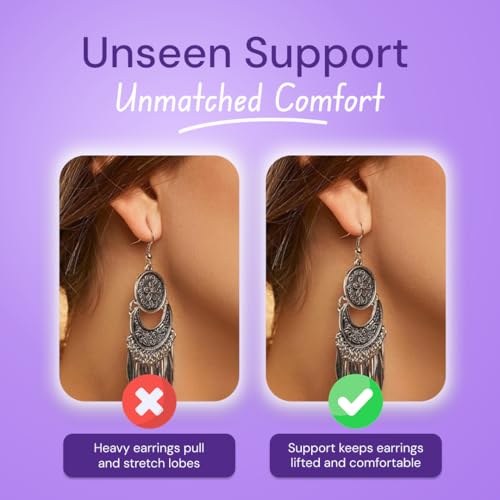 Image of Careforce Invisible Ear Lobe Support for Heavy Earrings Waterproof Earlobe Support Patches Transparent Stickers for Earring Lifter Tape for Torn or Stretched Piercings (Pack of 30)