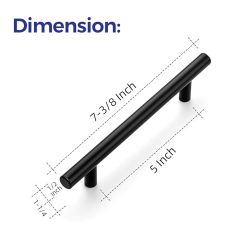 Image of Ravinte 45 Pack | 7.38'' Cabinet Pulls Matte Black Stainless Steel Kitchen Drawer Pulls Cupboard Pulls Cabinet Handles 7.38 inchLength with 5 inch Hole Center
