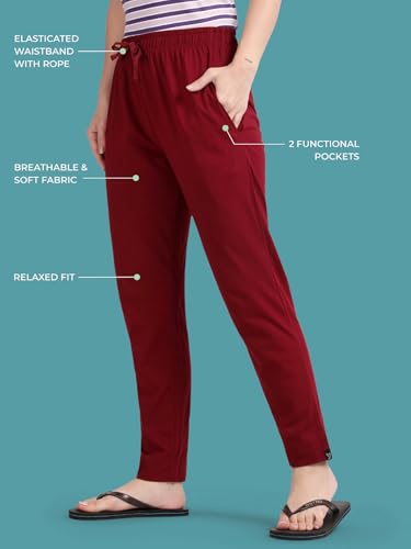 Image of TWIN BIRDS Women Cotton Textured Night Pant | Pyjama Loungewear Sleepwear