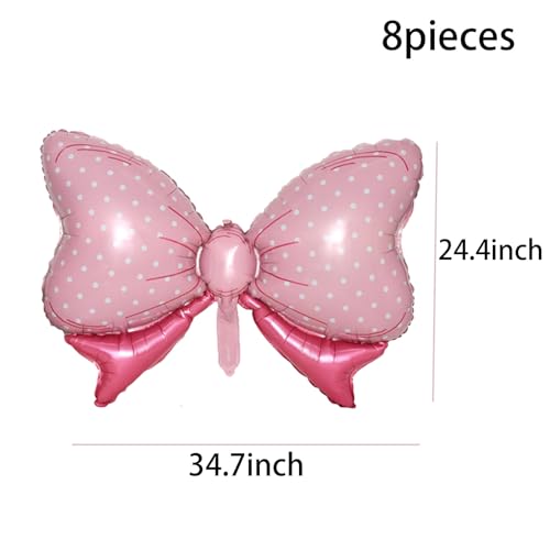 Image of 36 Inches Bow Foil Balloon Huge Bowtie Pink Balloon for Baby Shower, Wedding, Kids Theme Party Decoration (Pink 2)