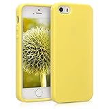 kwmobile スマホケース Apple iPhone SE (1.Gen 2016) / iPhone 5 / iPhone 5S対応 ケース - 耐衝撃 滑り止め ソフト TPU シリコン - パステルイエローマット
