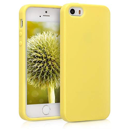 kwmobile Funda para Apple iPhone SE (1.Gen 2016) / iPhone 5 / iPhone 5S Carcasa   Ultrafina de TPU y Silicona con Bordes elevados anticaídas   Amarillo Pastel Mate