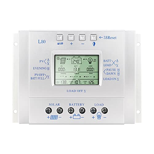 Controlador solar de carga 80A L80 soluciona cortes de energía con visualización de nivel cero