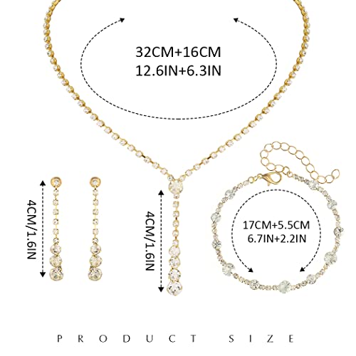 Unicra-Bride-Silver-Bridal-Necklace-Earrings-Set-Crystal-Wedding-Jewelry-Set-Rhinestone-Choker-Necklace-for-Women-and-Brides