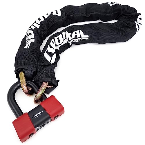 RADIKAL RK48100 Cadena Antirrobo Moto Premium + Candado Moto Disco Mini U ø13.5, 100cm Homologado Classe SRA, Robusto Antirobo Vesátil para Motocicleta, Scooter, Bici, Anclaje, Parking