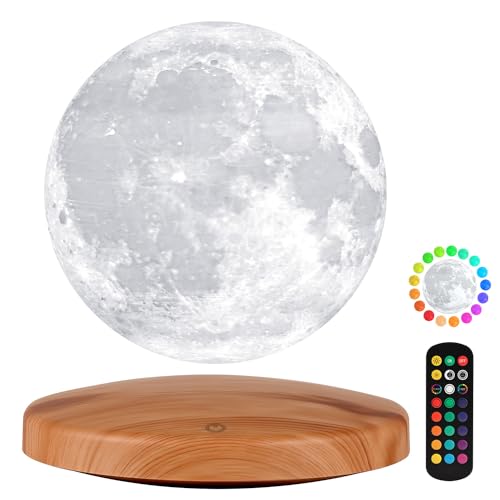 GROPINFLY Levitating Moon Lamp Galaxy Lamp 6 inch 18 Colors LED 3D Moon Light Remote & Touch Control Lava Lamp Moon Night Light Gifts for Girls Boys Kids Women Birthday