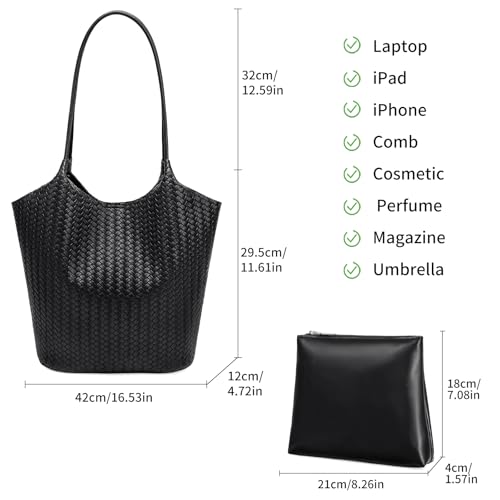 Sac cabas tissé en cuir vegan SENDEFN avec fermeture éclair - 6