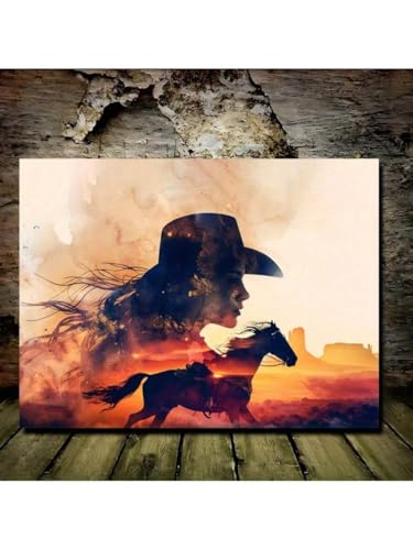 Toile murale de cheval en denim 30x40 cm pour sublimer votre salon moderne
