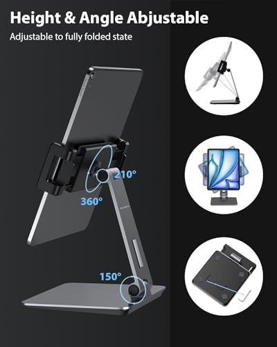 Support tablette cuisine et bureau Maxonar pour iPad pliable et orientable gris - 3