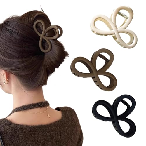 Ypkia Pack of 3 Hair Clips Medium Eight Figure Hair Clips Women for Thick and Thin Hair Hair Clips Girls Women Hair Accessories (Black