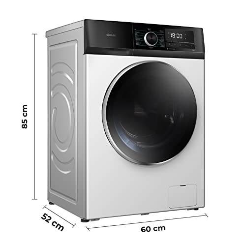 Especificaciones de las dimensiones de la lavadora Cecotec Bolero: 85 cm de alto, 60 cm de ancho y 52 cm de profundidad.