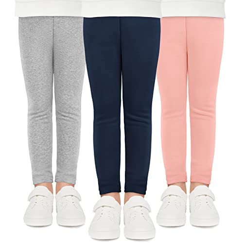 Witwot 3 Pack Girls Leggings Full Length Kids Toddler Cotton Pant Trouser 6-7 Years Multi D