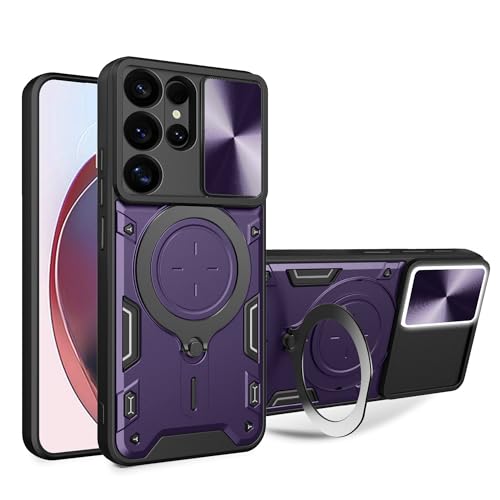 Lucyliy Compatible with Samsung Galaxy S25 Ultra SM-S938B S938B/DS S938E Phone Case Cover [with Tempered Glass Screen Protector] Purple