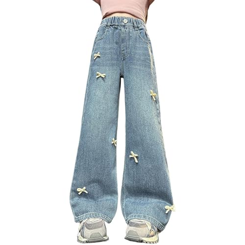 Jeans jambe large fille noir et pantalon denim baggy ado look streetwear 4-13 ans